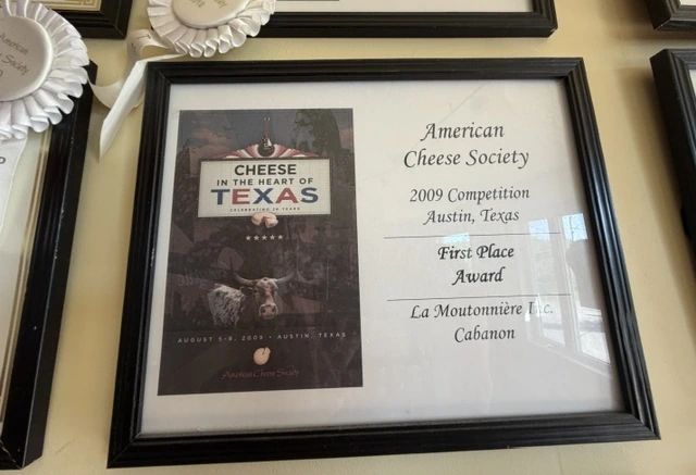 Diplôme American Cheese Society 2009, Austin TX, 1re place Cabanon, photographié
