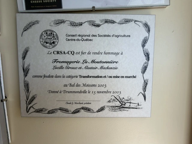 Plaque Bal des Moissons 2003, Drummondville, finaliste, photographiée